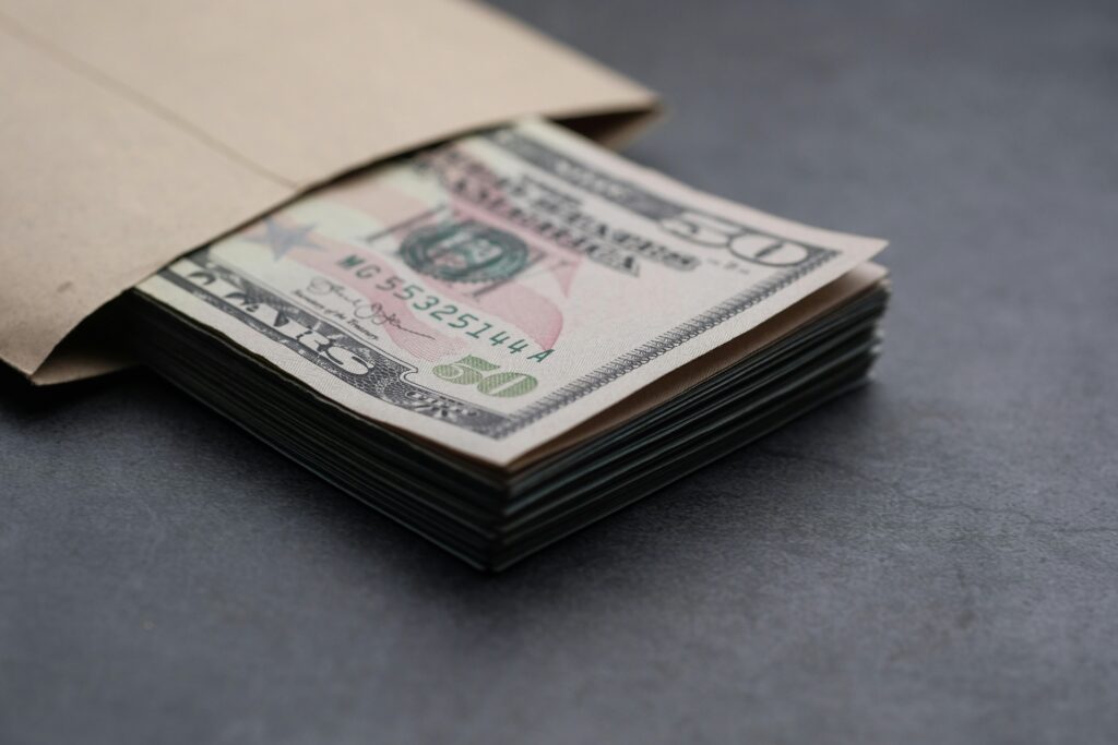 an envelope of money