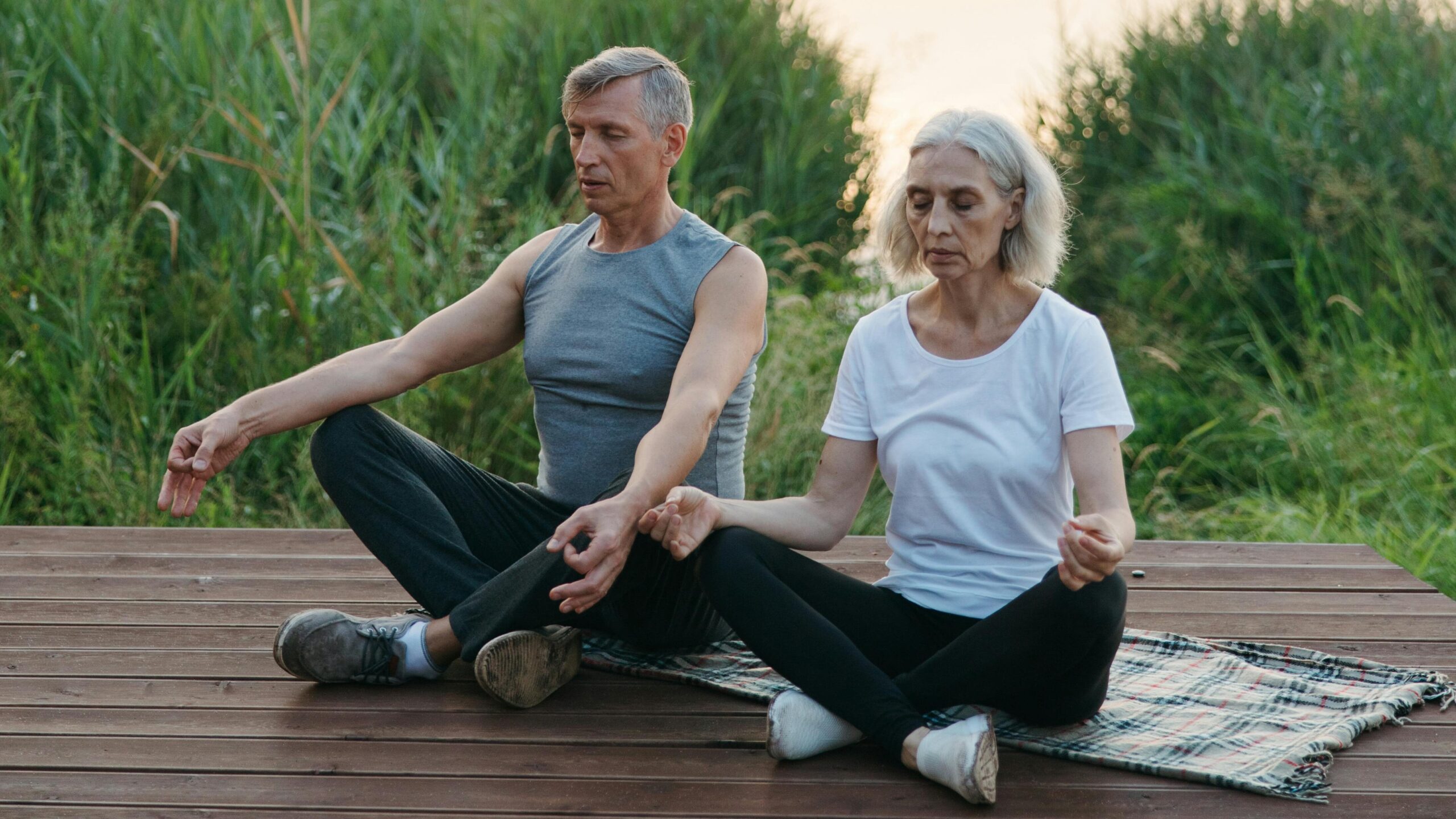 retirees doing yoga